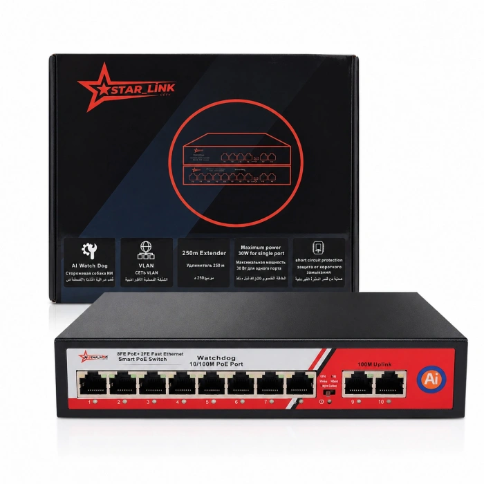 Star-Link STL-1008 120W 10/100 Mbps 8 Port Metal Kasa Poe Switch