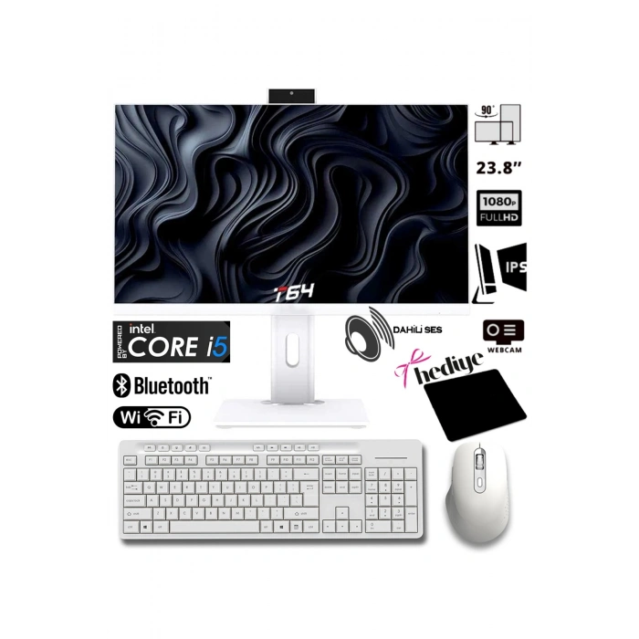 T64 i5-6400 16GB RAM 256GB SSD 24 Pivot Webcam Bluetooth - WiFi All in One Bilgisayar