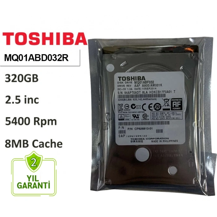 Toshiba 320GB 5400RPM 2.5 SATA PC/DVR/CCTV Güvenlik Kamerası Diski MQ01ABD032R