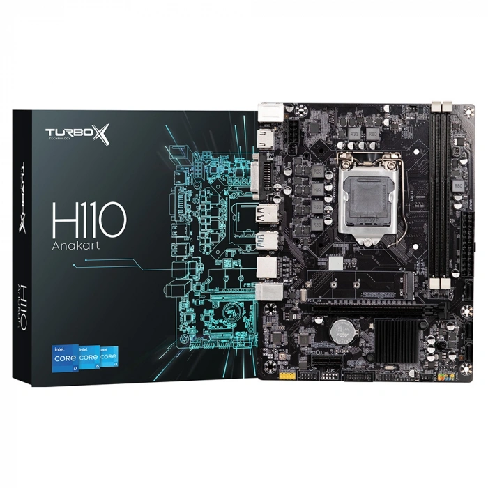 Turbox TitanX D3 H110 Sata,M2 Ddr3 Usb 3.0 Dvı Hdmi Ses G.Lan 1151P 6.7.8.9 Gen Anakart