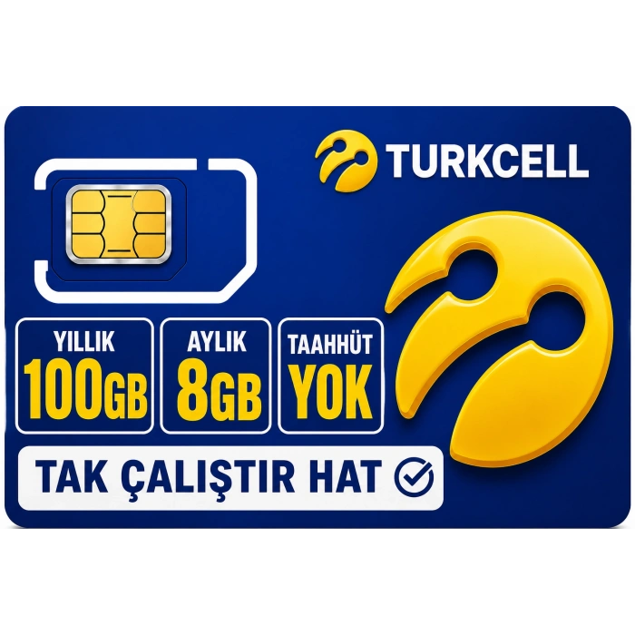 TURKCELL 100GB internet Hattı Sim Kart – Taahhütsüz – 4G – Wifi Kameralar DVR/NVR İçin 1 YILLIK