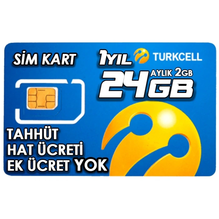 TURKCELL 24GB internet Hattı Sim Kart – Taahhütsüz – 4G – Wifi Kameralar DVR/NVR İçin 1 YILLIK