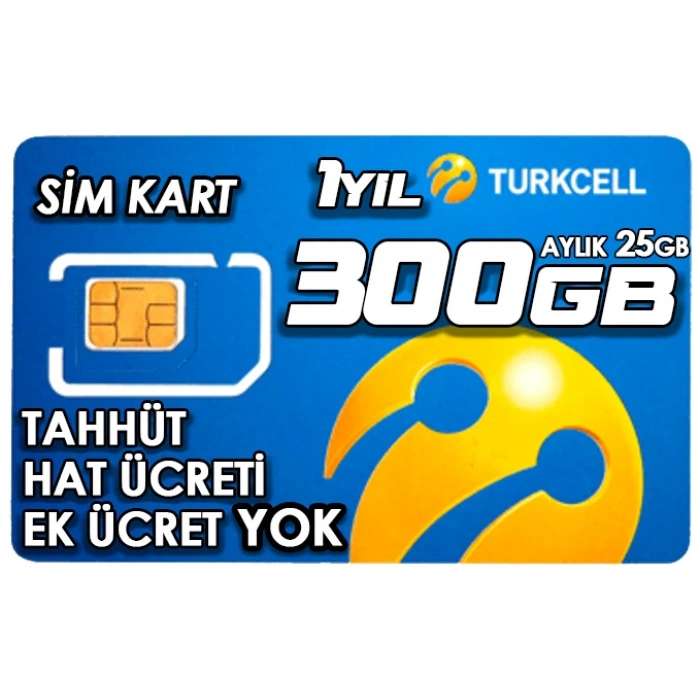 TURKCELL 300GB internet Hattı Sim Kart – Taahhütsüz – 4G – Wifi Kameralar DVR/NVR İçin 1 YILLIK