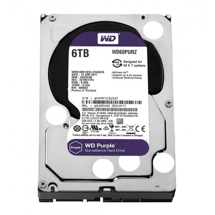 WD Purple WD62PURZ 3.5 6 TB 5400 RPM SATA 3 HDD Güvenlik Diski