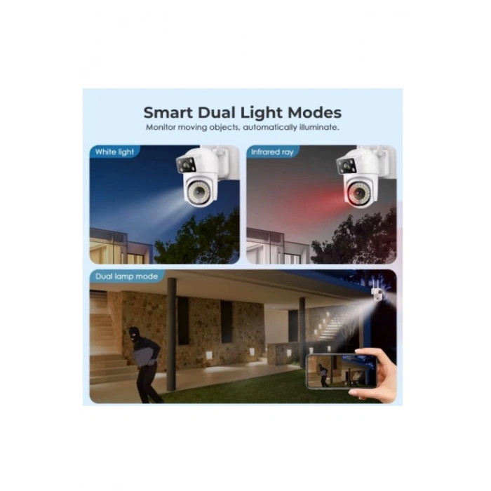 WSP-345 O-KAM PRO APP 4MP Çift Kamera PTZ Kablosuz Wifi IP Sesli Kamera