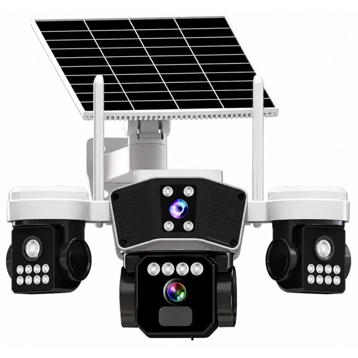 X5Tech 95GS 3 Kameralı 4G Solar Sim Kartlı PTZ IP Sesli Akıllı Güvenlik Kamera ( 3+3+3 MP )