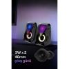 Sprange SR-PN785 2.0 RGB Işıklı Multimedia 5V 3W*2 Gaming Oyuncu Speaker -Siyah
