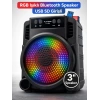 Platoon PL-4689 RGB Işıklı Bluetooth Speaker USB SD Girişli