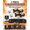 J-TECH 5MP 7070 Renkli Gece Görüşlü 4 Lü 500GB Akıllı Güvenlik Kamera Seti – Yüz ve Araç Tanıma