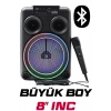 Platoon PL-8108 BT USB SD AUX 8 İNÇ Mikrofonlu Anfi Yüksek SES Taşınabilir RGB Işıklı Hoparlör