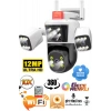 AV-S312X IPC360 APP 3 Kamera 10X Zoom 12MP 360° Renkli Gece Görüş Sesli Görüşme Sirenli Wi-Fi Akıllı Kamera