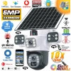 MPIA Aurora 3 Kameralı 4G 6MP 4K Sim Kart Girişli Güneş Panel 4 Lens Solar 12000mAH Alarmlı Mikrofon 360 PTZ Türkçe Uygulama Güvenlik Kamera