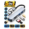 PLATOON PL-5720 Type-C & USB 3.0 5-in-1 Çoklayıcı Hub – USB Hub, SD/TF Kart Okuyucu Adaptör