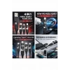 Platoon PL-8633 4 in 1 Hızlı Şarj Kablosu 65W PD USB-A Lightning Type-C Micro USB Çoklu Şarj Data Kablosu