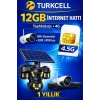 TURKCELL 12GB internet Hattı Sim Kart – Taahhütsüz – 4G – Wifi Kameralar DVR/NVR İçin 1 YILLIK
