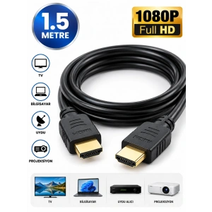 1.5 Metre 1080P HDMI Kablo TV Bilgisayar Uydu Projeksiyon Full HD Görüntü Ses Aktarma Kablosu