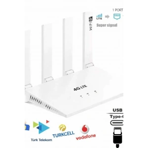 4G Sim Kartlı 4 Anten 1 PORT RJ45 Taşınabilir Router Wifi 6 Modem