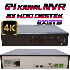 4K 64 Kanal Network Video 8×12TB XMeye NVR IP Kamera Güvenlik Kayıt Cihazı