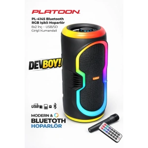 Platoon PL-4145 Bluetooth RGB Işıklı Hoparlör 8x2 İnç – USB/SD Girişli Kumandalı