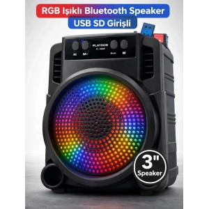 Platoon PL-4689 RGB Işıklı Bluetooth Speaker USB SD Girişli