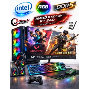 J-TECH Dream i5-3470 3.60GHz 16GB RAM 256GB SSD GDDR5 R7240 4GB 24 Curved Oyuncu Bilgisayarı