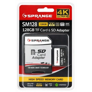 SPRANGE SM128 High Speed 4K Ultra HD 128GB TF Kart & SD Adaptör