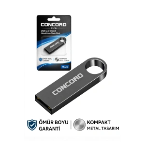 CONCORD CU16 16GB USB 2.0 Metal Gövde Flash Bellek