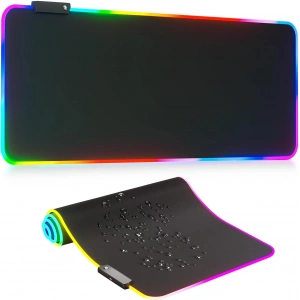 80x30 cm RGB Işıklı Gaming Mouse Pad Büyük Boy Kaymaz Taban LED Işıklı Siyah Mousepad