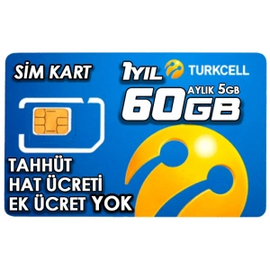 TURKCELL 60GB internet Hattı Sim Kart – Taahhütsüz – 4G – Wifi Kameralar DVR/NVR İçin 1 YILLIK