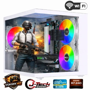 J-TECH Blaze i5 3470 16GB 256GB SSD GDDR5 R7240 4GB Oyuncu Akvaryum Cube Gaming Masaüstü Bilgisayar
