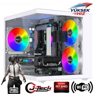 J-TECH Blaze i5 3470 16GB 256GB SSD GDDR5 R7240 4GB Oyuncu Akvaryum Cube Gaming Masaüstü Bilgisayar