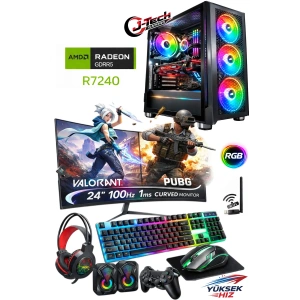 J-TECH Dream i5-3470 3.60GHz 16GB RAM 256GB SSD GDDR5 R7240 4GB 24 Curved Gaming Oyuncu Bilgisayarı