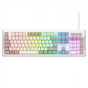 Everest KB-74 Beyaz/Gri USB Rainbow Aydınlatmalı Q Membrane