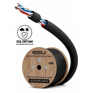 ESU CAT6 Dış Ortam LAN Kablosu 300M 23 AWG 0,58mm Solid CCA Ethernet Kablo