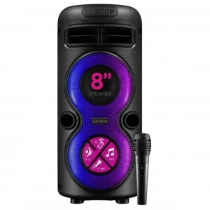Maxron Mxboom BT USB SD AUX 8 İNÇ Mikrofonlu Anfi Yüksek SES Taşınabilir RGB Işıklı Hoparlör