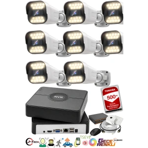 J-TECH 5MP Sesli 1818 iP Renkli Gece Görüşlü 8 Li 500GB Akıllı Güvenlik Kamera Seti – Yüz ve Araç Tanıma