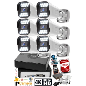 J-TECH 5MP Sesli 6 Lı 1818 iP Renkli Gece Görüşlü 500GB Akıllı Güvenlik Kamera Seti – Yüz ve Araç Tanıma