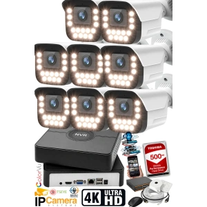 J-TECH 5MP Sesli 9090 iP Renkli Gece Görüşlü 8 Li 500GB Akıllı Güvenlik Kamera Seti – Yüz ve Araç Tanıma