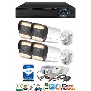 J-TECH 5MP 7070 Renkli Gece Görüşlü 4 Lü 250GB Akıllı Güvenlik Kamera Seti – Yüz ve Araç Tanıma