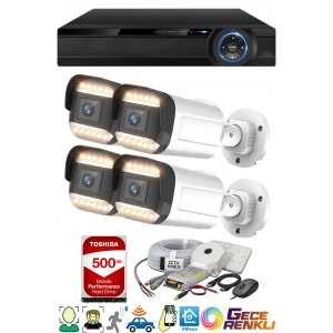 J-TECH 5MP 7070 Renkli Gece Görüşlü 4 Lü 500GB Akıllı Güvenlik Kamera Seti – Yüz ve Araç Tanıma