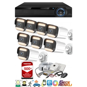 J-TECH 5MP 7070 Renkli Gece Görüşlü 8 Li Akıllı Güvenlik Kamera Seti – Yüz ve Araç Tanıma