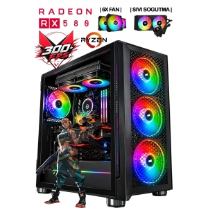 J-TECH noX Ryzen 5 5500 | 32GB RAM | 512GB SSD | RX580 8GB | SIVI Soğutma 6X Fan | Oyuncu Gaming Bilgisayar