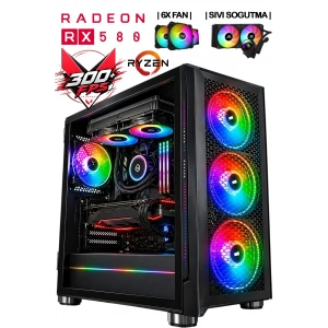 J-TECH noX Ryzen 5 5500 | 32GB RAM | 512GB SSD | RX580 8GB | SIVI Soğutma 6X Fan | Oyuncu Gaming Bilgisayar