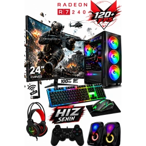 J-TECH Crystal i5 2300 16GB RAM 256GB SSD GDDR5 R7240 4GB 24 Curved Gaming Oyuncu Bilgisayarı