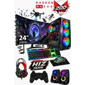 J-TECH Raven i5 6500TE | 16GB RAM | 512GB SSD | RX580 8GB | 24 Curved | Oyuncu Gaming Bilgisayar