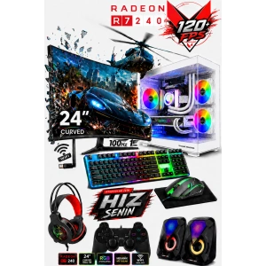 J-TECH Blood i5 3470 16GB RAM 256GB SSD GDDR5 R7240 4GB 24 Curved Akvaryum Gaming Oyuncu Bilgisayarı