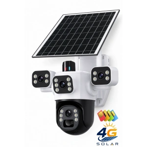 MPIA Aurora 3 Kameralı 4G 6MP 4K Sim Kart Girişli Güneş Panel 4 Lens Solar 12000mAH Alarmlı Mikrofon 360 PTZ Türkçe Uygulama Güvenlik Kamera