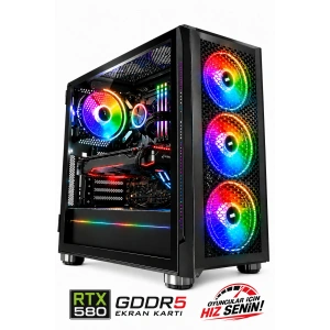 J-TECH Inferno i5 6500 16GB RAM 256GB SSD GDDR5 RX580 8GB Gaming Oyuncu Bilgisayarı