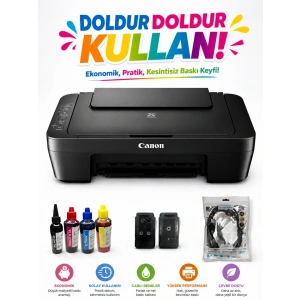 Canon Pixma E414 Fotokopi + Tarayıcı Çok Fonksiyonlu Yazıcı ( Dolan Kartuşlu )