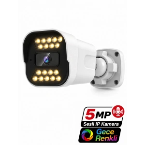 J-TECH JT-1818 UltraHD 5MP Sesli IP Bullet Kamera | PoE | 18 LED | 3.6mm | Gece-Gündüz Renkli